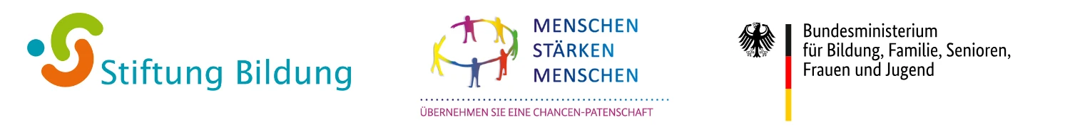 Logos Menschen stärken Menschen, Stiftung Bildung, BMBFSFJ Logos Menschen stärken Menschen, Stiftung Bildung, BMBFSFJ